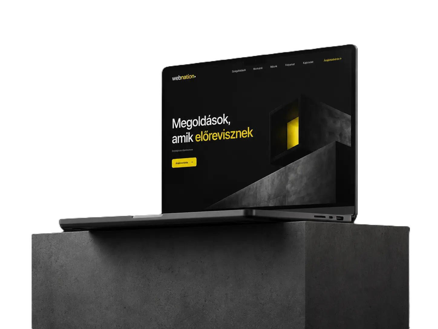 Webnation weboldal mockup laptopon